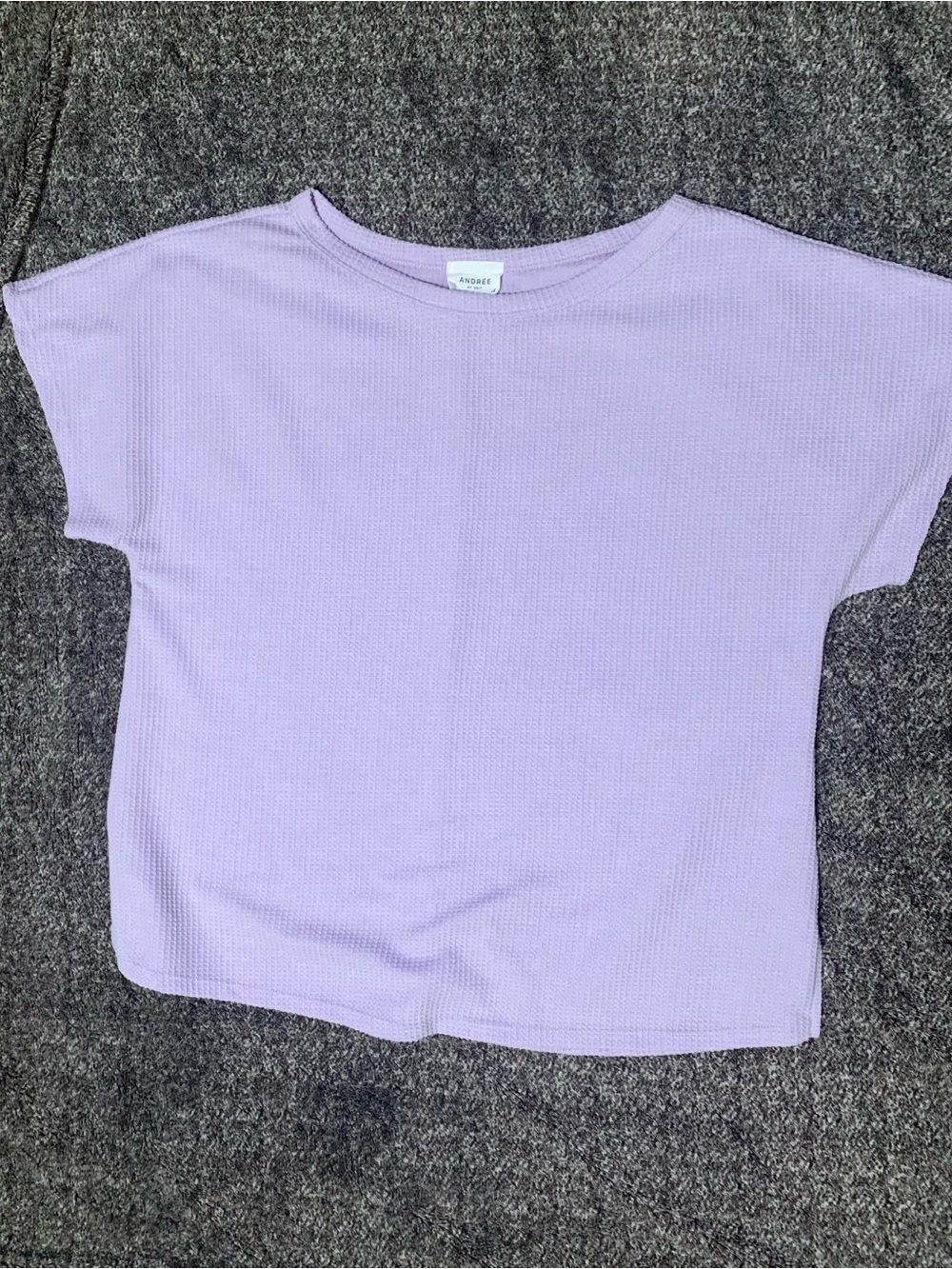 ANDREE BY UNIT Lavender Short Sleeve Waffle-Knit Top